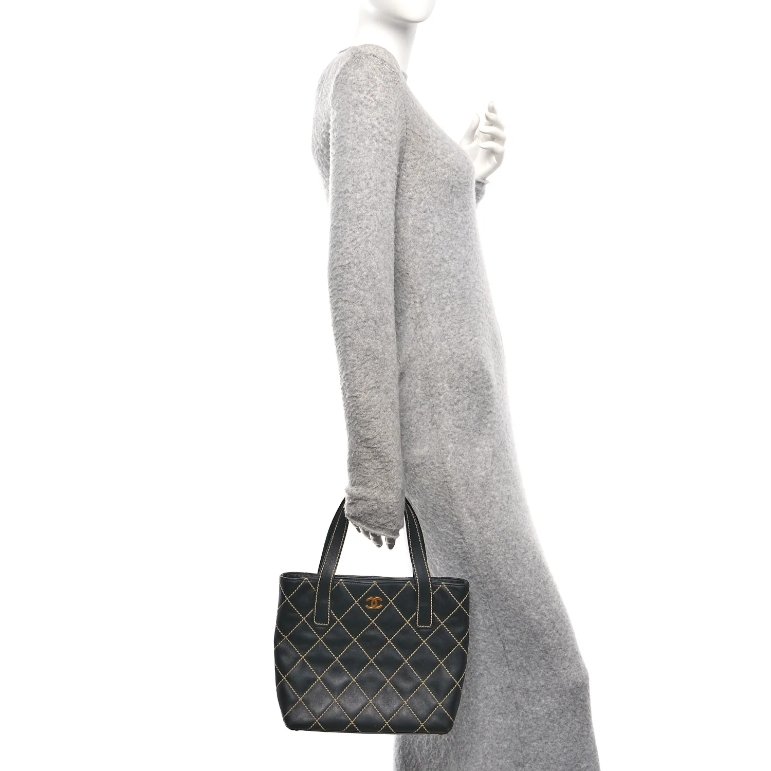 Calfskin Wild Stitch Tote Black