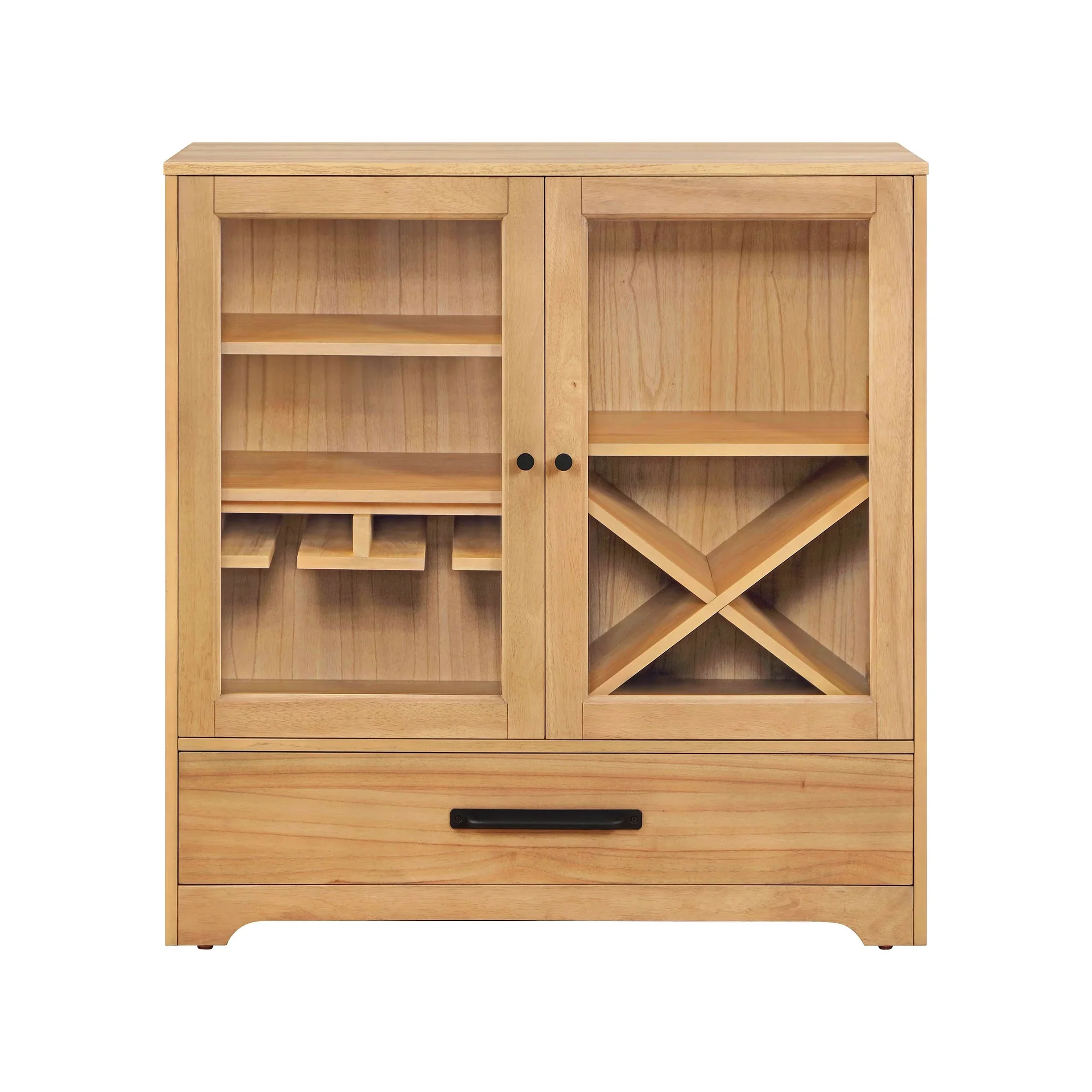 Better Homes & Gardens Aster Bar Cabinet with Drawer, Solid Wood Frame, Natural Oak Finish, by Dave & Jenny Marrs