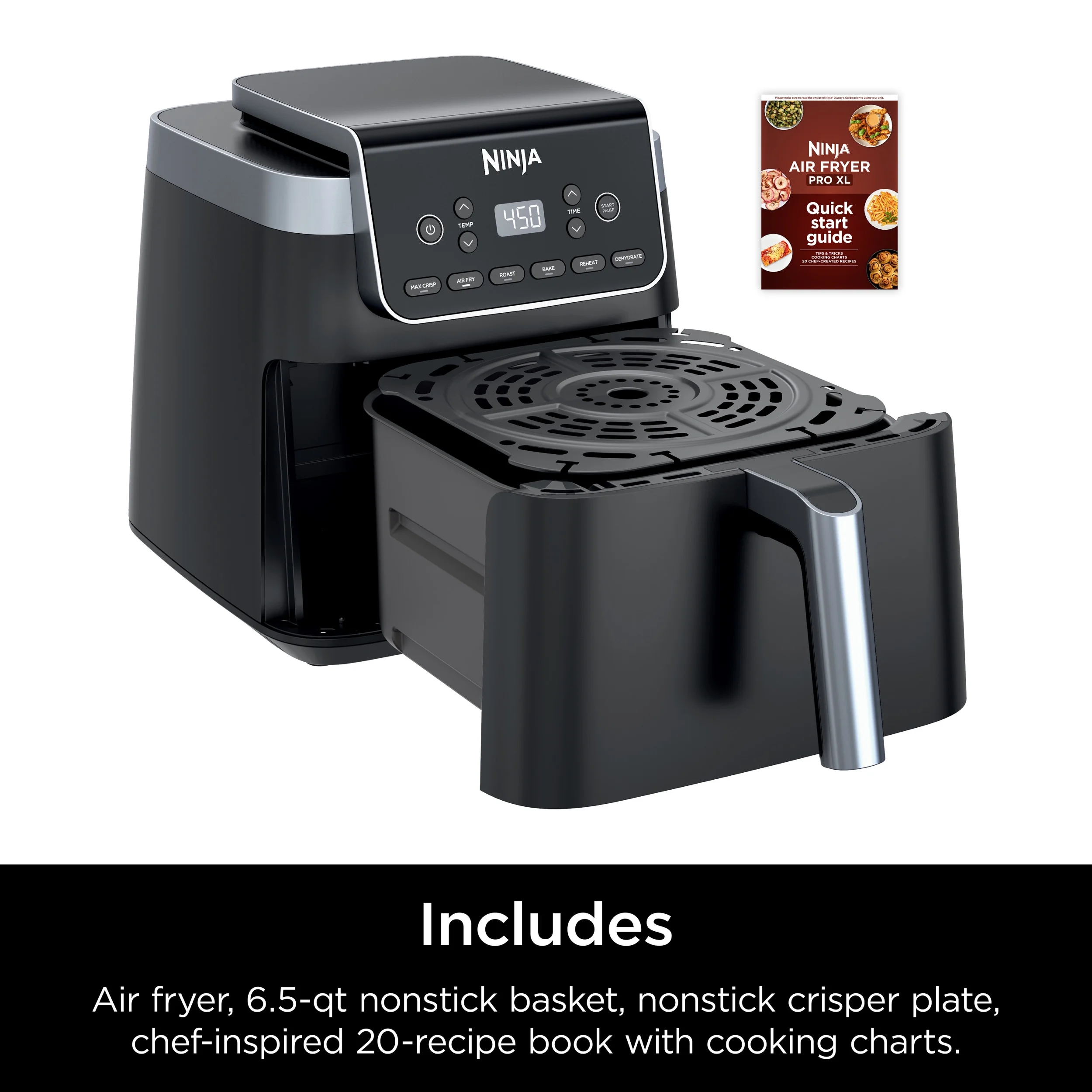 Ninja Air Fryer Pro XL 6 - in - 1 with 6.5 QT Capacity, Max Crisp, Air Fry, Air Roast, Bake, Reheat, Dehydrate