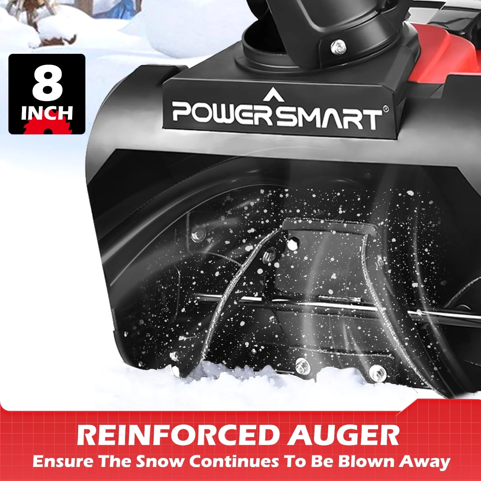 PowerSmart Electric Snow Blower, 21 inch 15 Amp Corded Single Stage Snow thrower with Rechargeable LED Light, DB5021LW Image 3