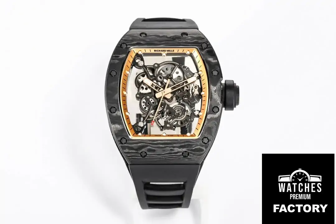 Richard Mille RM055 NTPT BBR Factory Carbon Fiber Black Rubber Strap