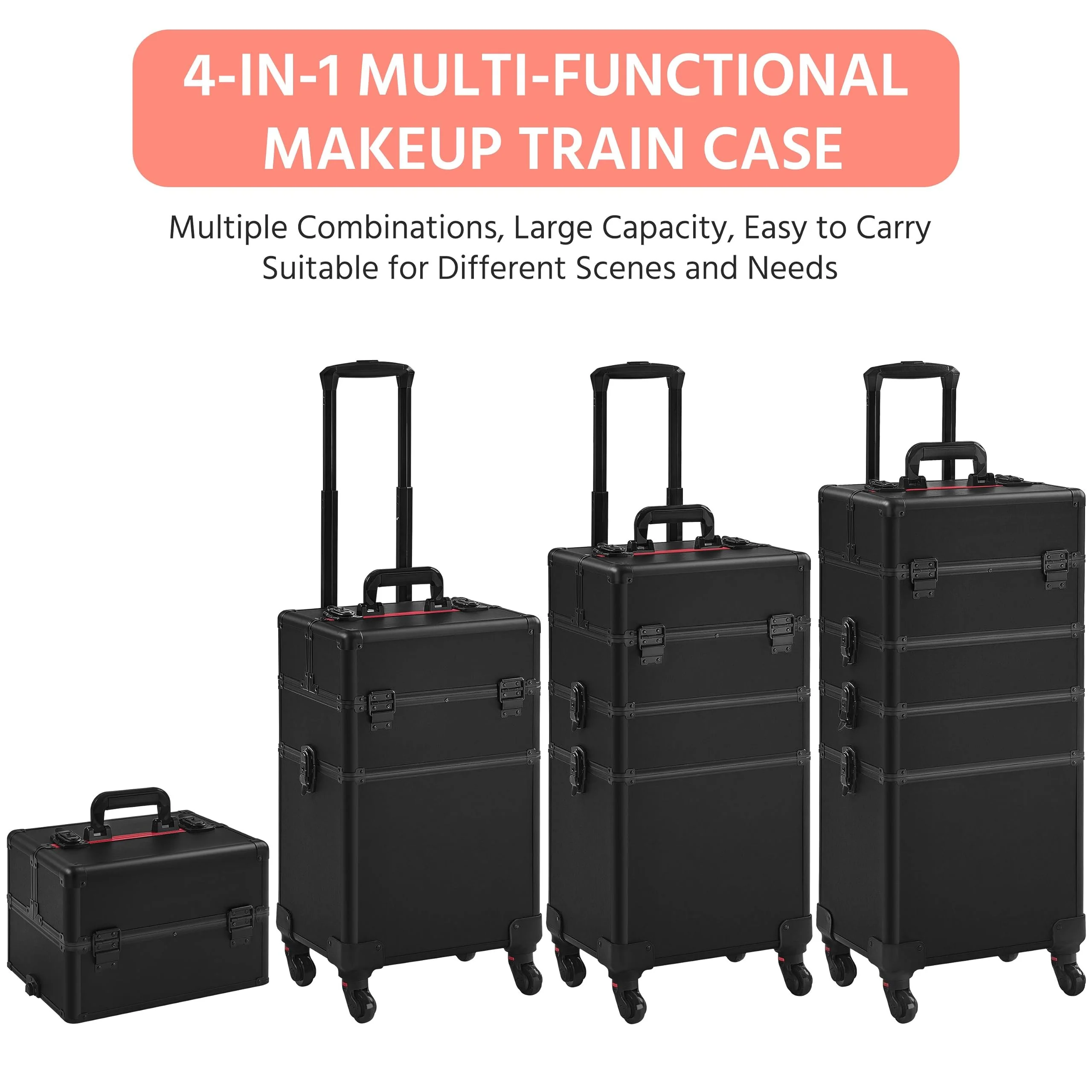 Yaheetech 4 in 1 Professional Makeup Train Case
