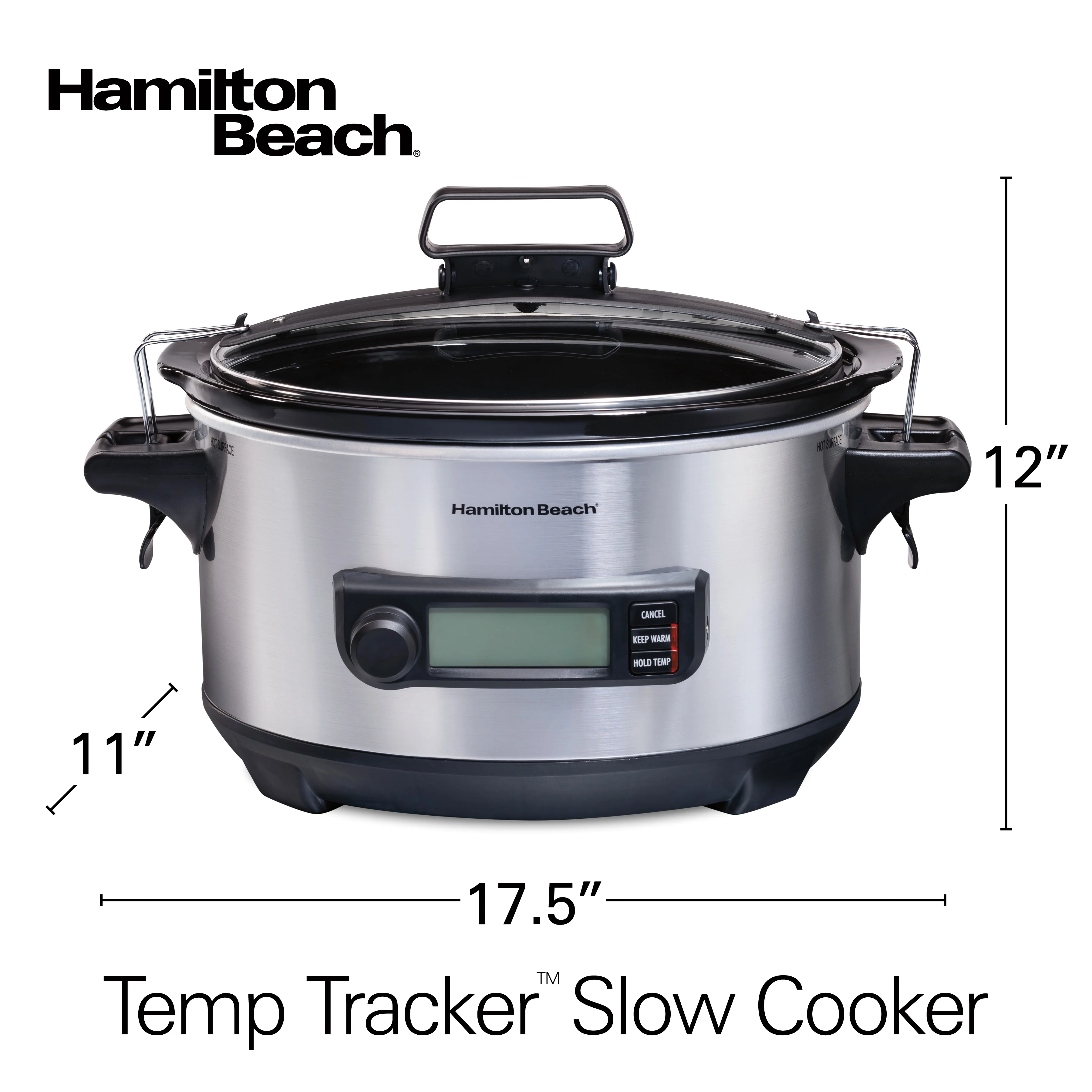 Hamilton Beach 6 Qt Programmable Slow Cooker with Temperature Probe, Stoneware Crock with Removable Pot, Stainless Steel