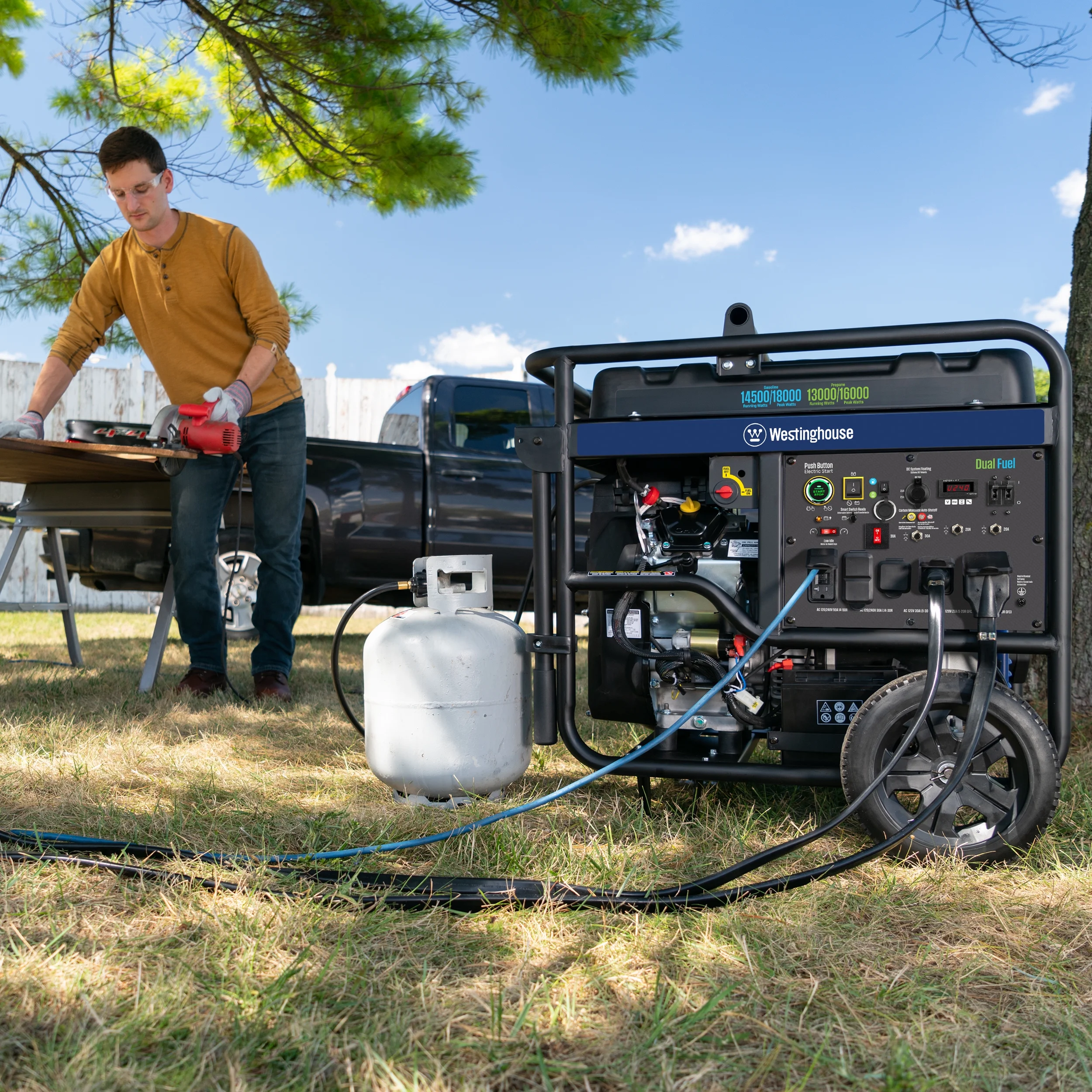 18000 Peak Watt Dual Fuel Home Backup Portable Generator, Remote Electric Start, Transfer Switch Ready, Gas Propane Powered, CO Sensor - Image 3