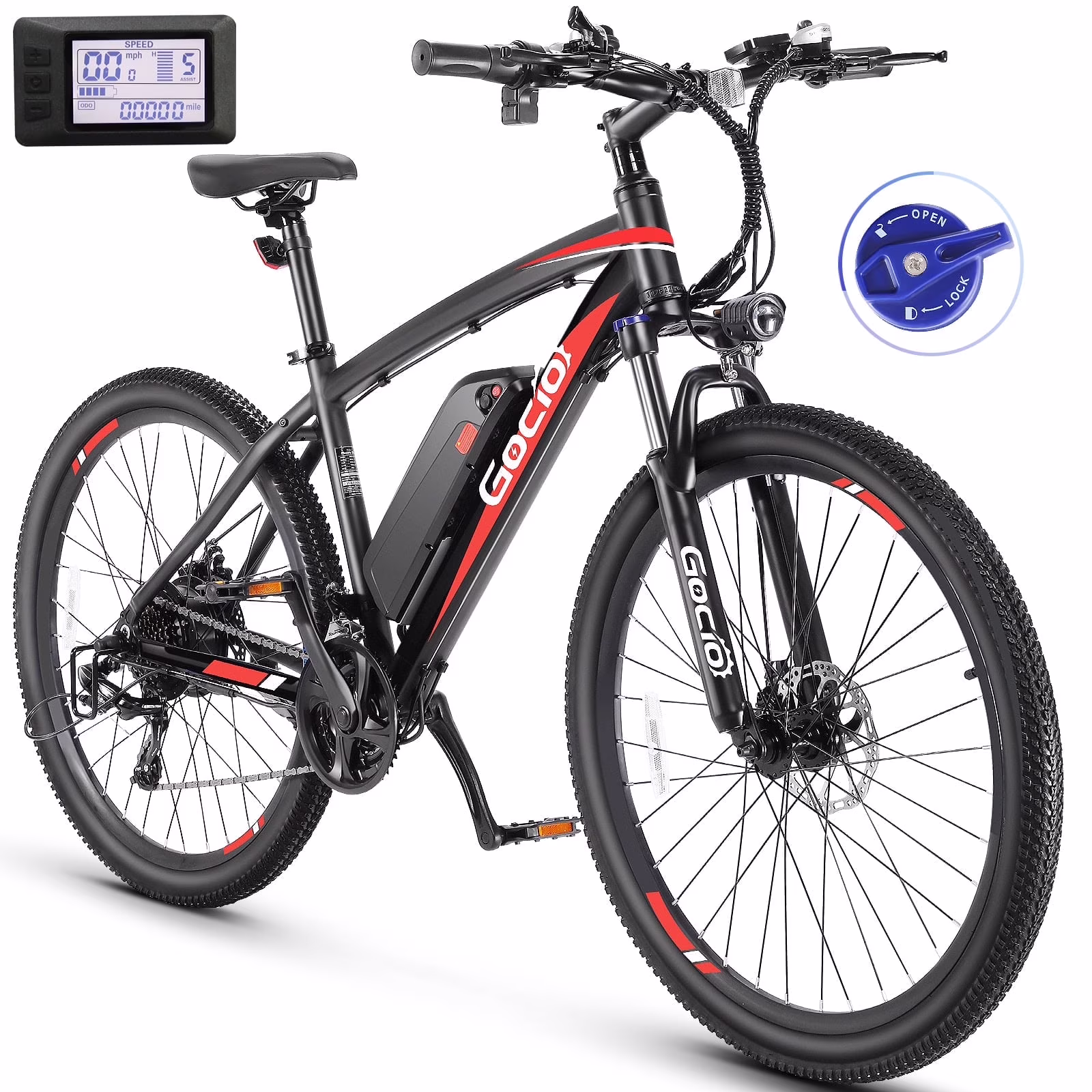 27.5" Electric Bike, Peak 750W Electric Bike for Adults, 22mph Electric Mountain Bicycles, 48V 10.4Ah Battery Ebike UL 2849, Aluminum Alloy, Lockable Suspension Fork, 21 Speed(Red)