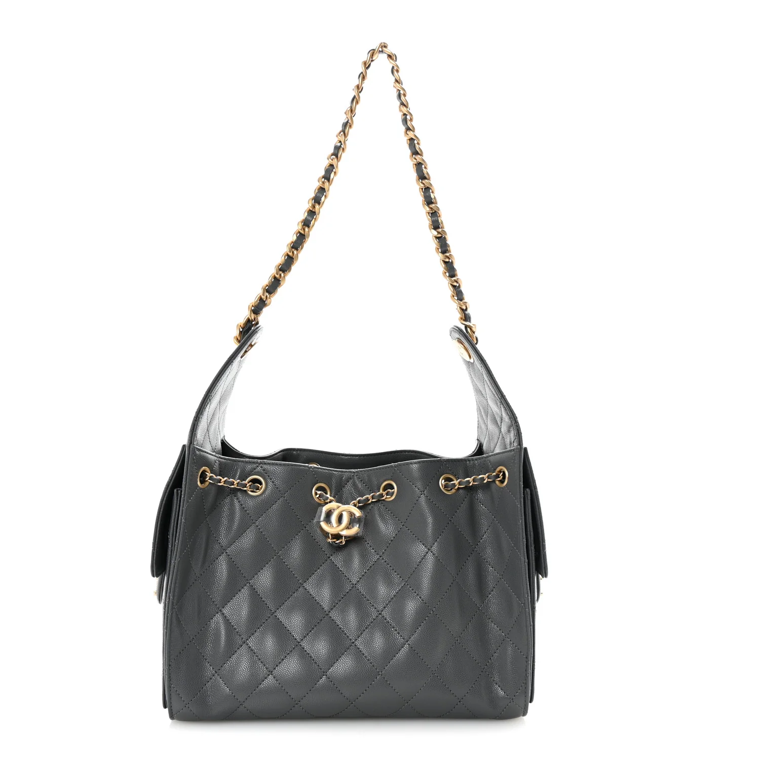 Caviar Quilted Small Chanel 25 Handbag Dark Grey