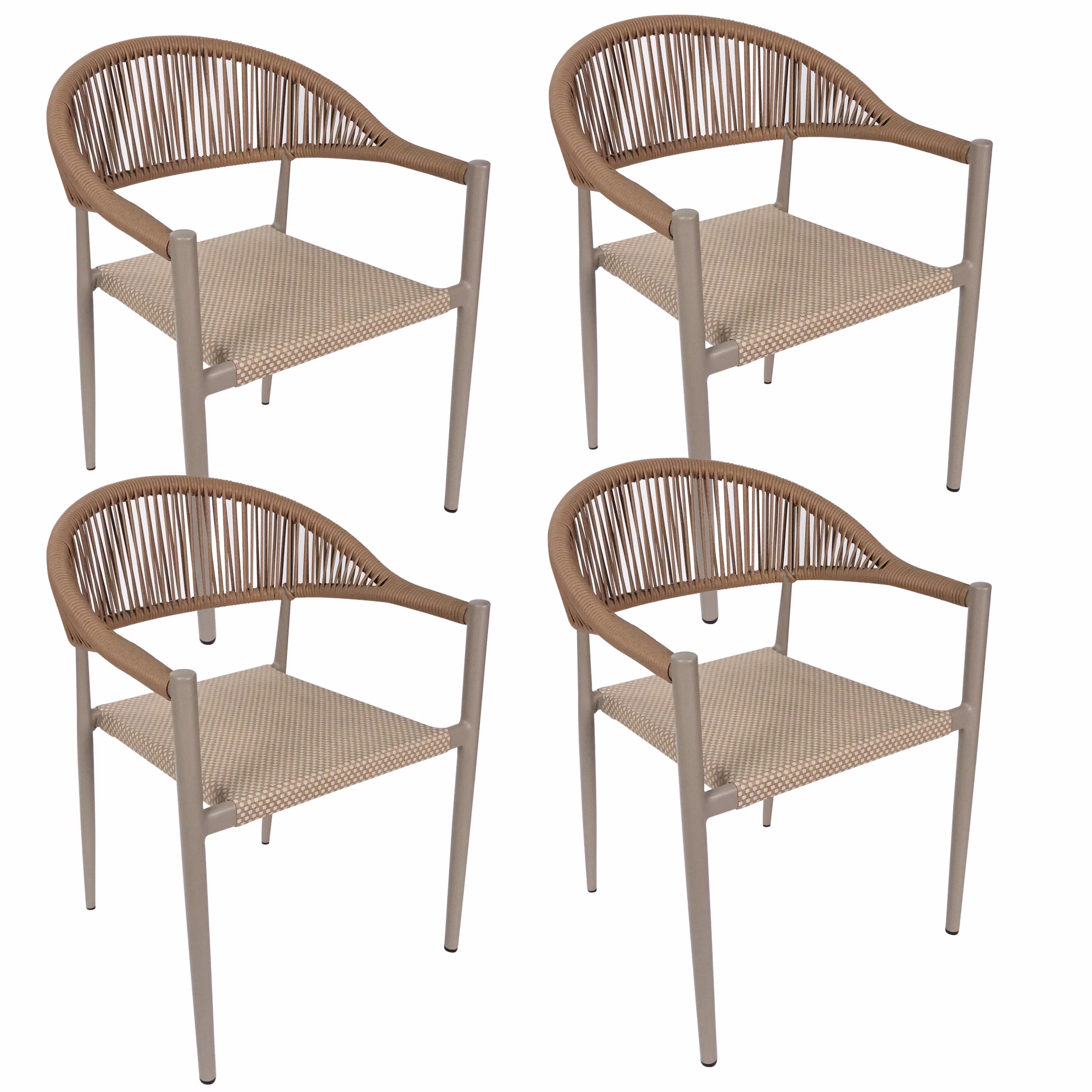 Vmopu New Set of 4 Gray Outdoor  Stackable Dining Chair, PE Rattan for Bistro Restaurant Garden