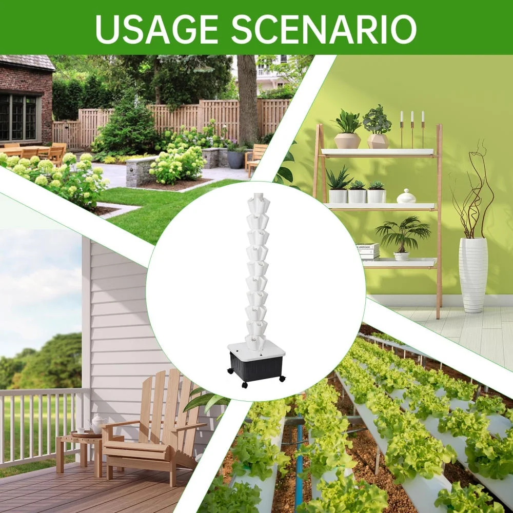 Hydroponic Growing System Tower | Vertical Vegetable Planting Towers | 10-Layer 50 Slots, Hydroponic Growing Kit forHydroponics Towers Garden,Suitable for Balconies, Courtyards, Roofs - Image 4
