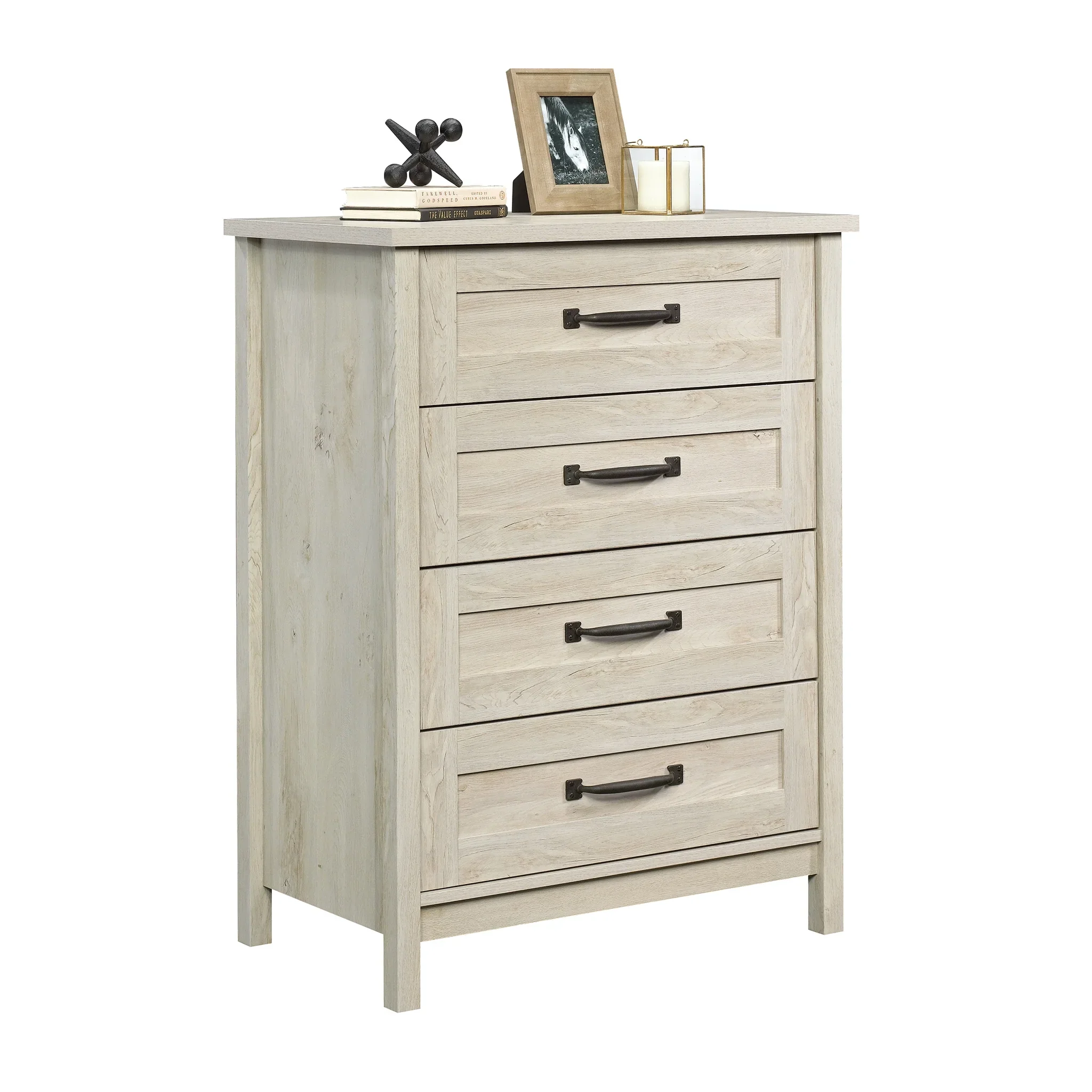 Better Homes & Gardens Modern Farmhouse 4-Drawer Dresser, Rustic White Finish