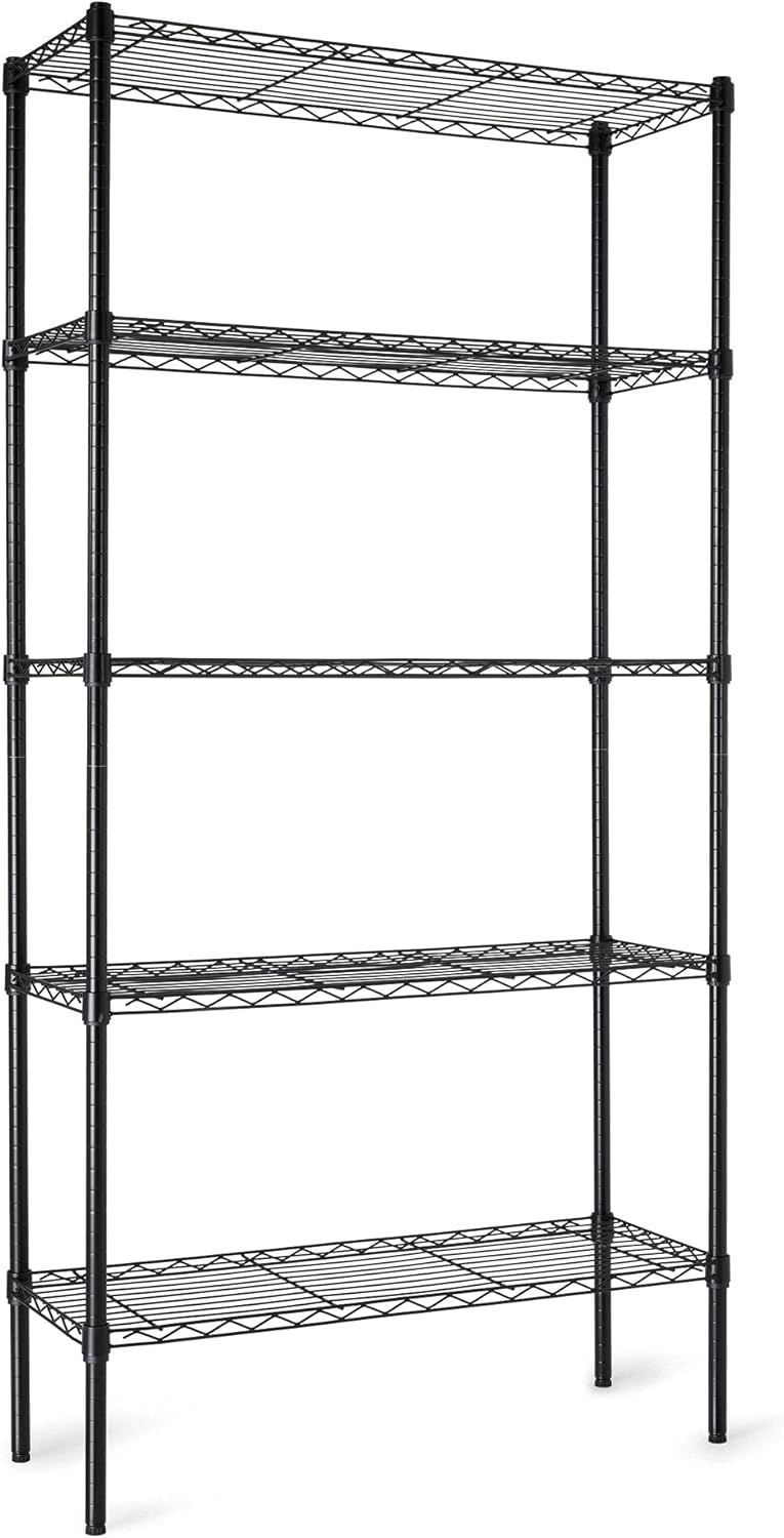 Amazon Basics 5-Shelf Adjustable Heavy Duty Steel Wire Storage Shelves for Garage, Kitchen, Easy Assembly, 36