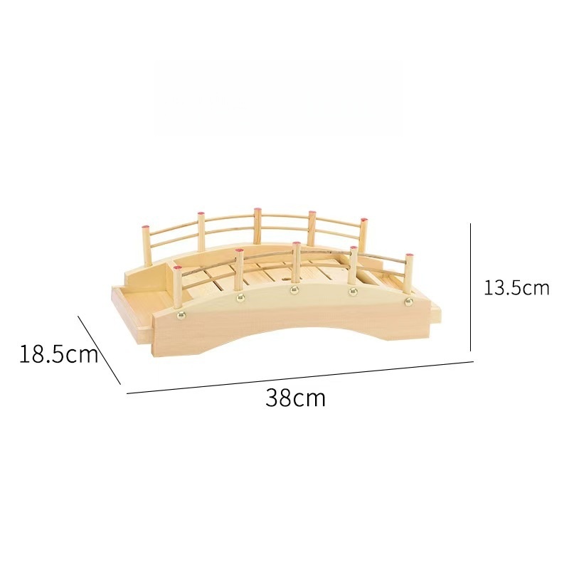 Eco-Friendly Solid Wood Sushi Bridge Serving Platter Removable Deck Large Capacity Japanese Sashimi Tray Restaurant