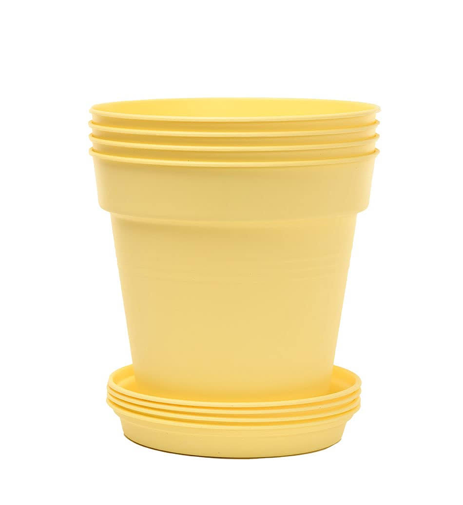Mintra Home Garden Pots 4pk (17CM Round,Yellow), Size: 17 cm