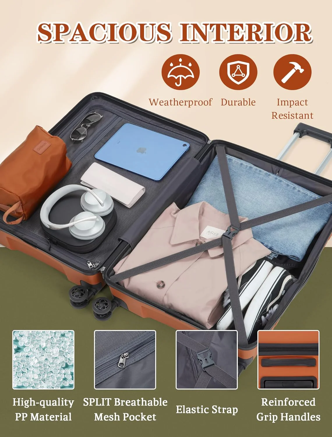 Ensemble de 5 valises à roulettes, valise rigide en ABS avec roulettes multidirectionnelles