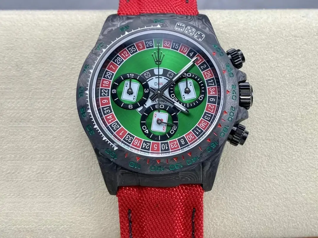 Rolex Daytona Cosmograph Carbon Fiber Diw Custom Version Noob Factory Red Fabric Strap