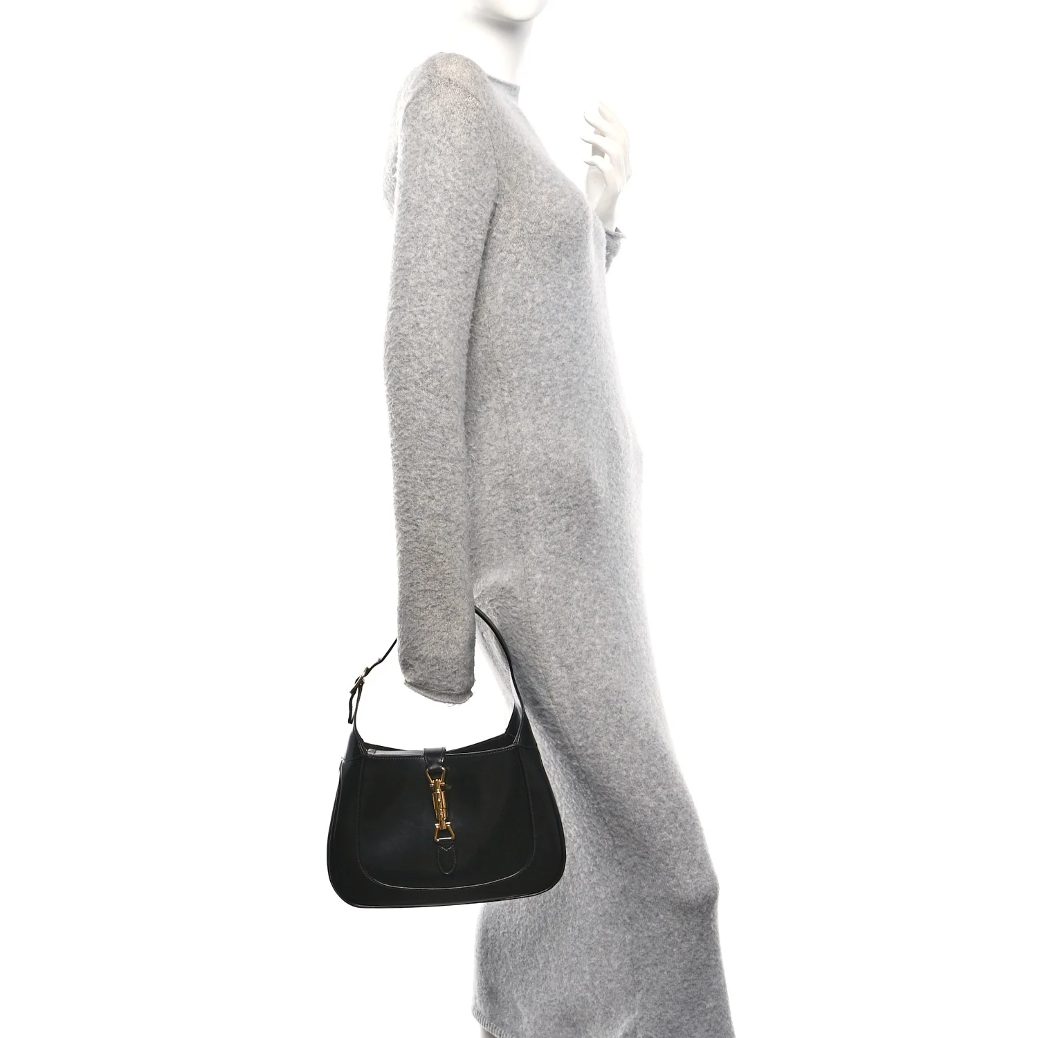 Boarded Dyana Lux Calfskin Small Jackie 1961 Hobo Black
