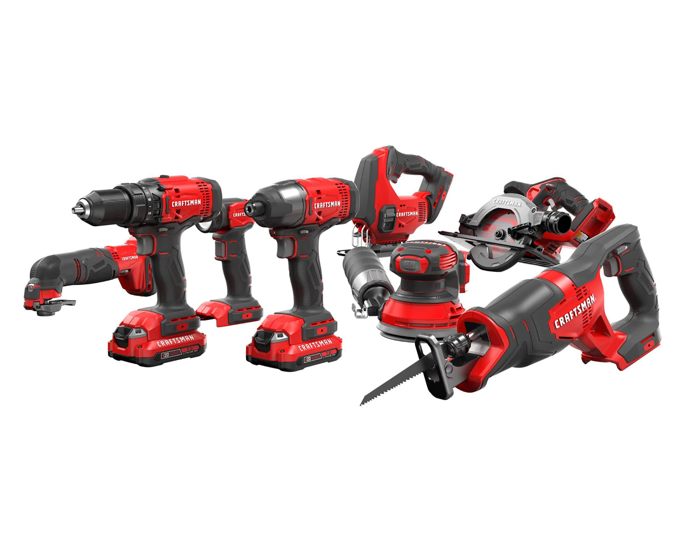 Craftsman 8-Tool Power Tool Combo Kit with Soft Case (2-Batteries Included and Charger Included)-Instock