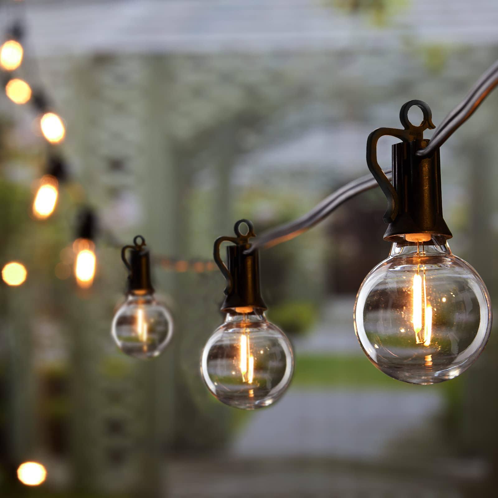 Brightown Outdoor String Lights - 50 ft Waterproof Connectable Dimmable LED Patio Lights with 25 G40 Globe Bulbs, All Weatherproof Hanging Lights for