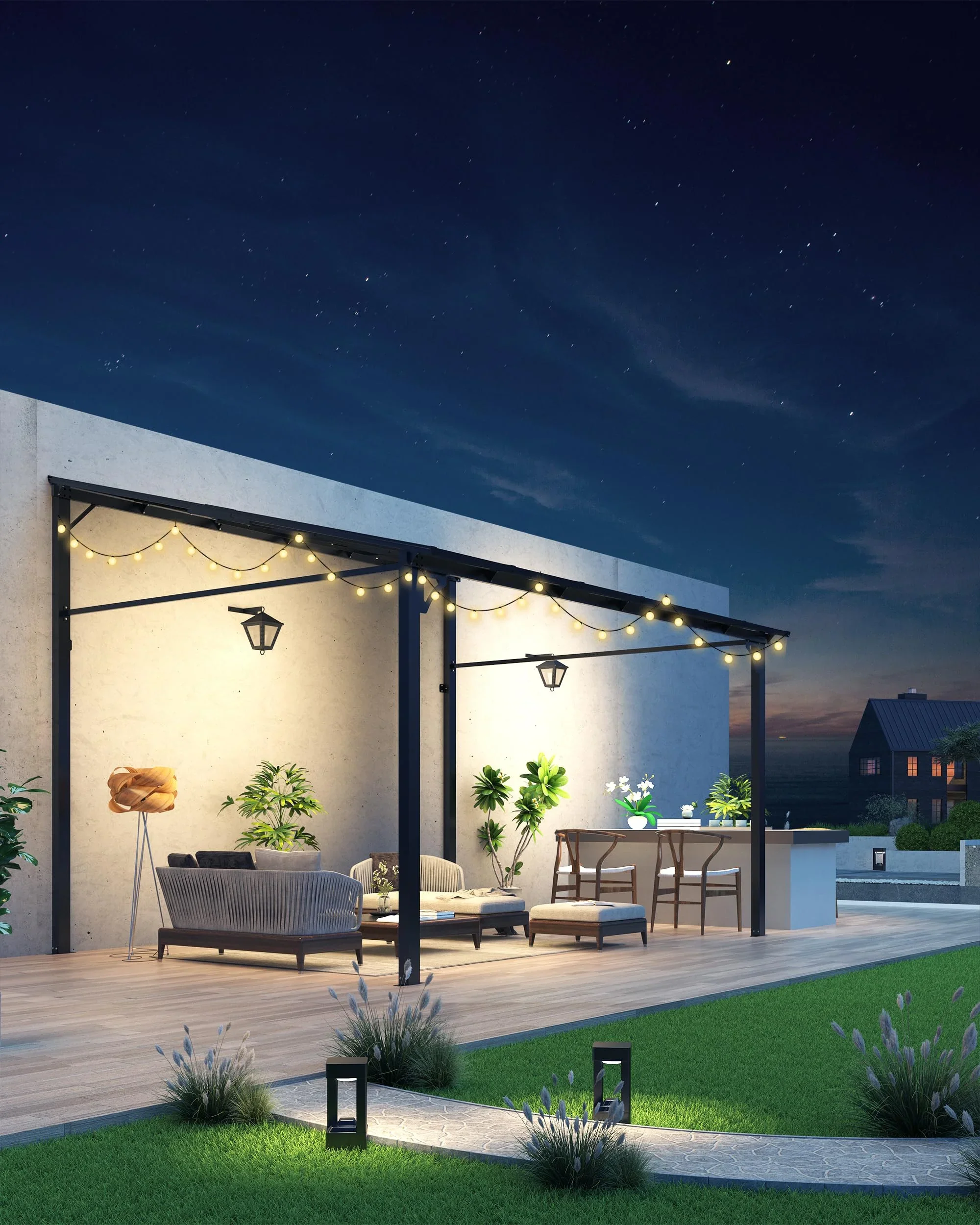 TROPOW Gazebos for Gardens,10'x 12' Lean to Gazebo, Hardtop Wall Pergola with Polycarbonate Roof, Aluminum Frame Mounted Gazebo for Lawn Patio Deck Yard and Party