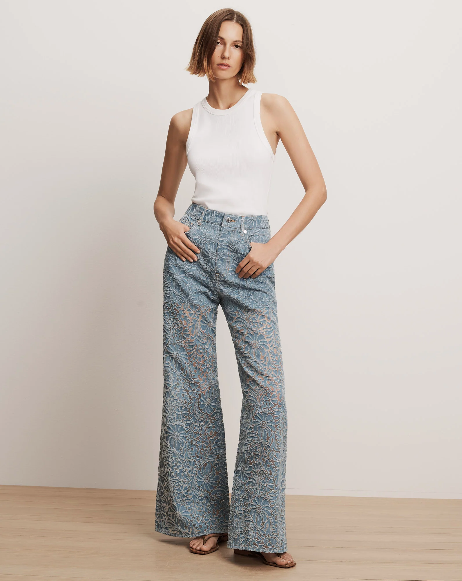 Taylor Burnout Wide-Leg Jean
