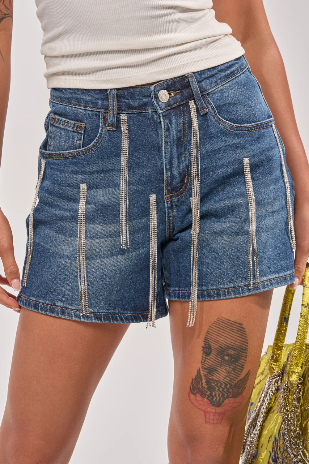 CAME THROUGH DRIPPIN DENIM SHORT - Akira Store