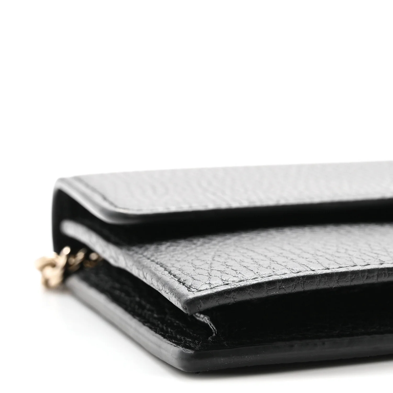 Dollar Calfskin Interlocking G Chain Wallet Black