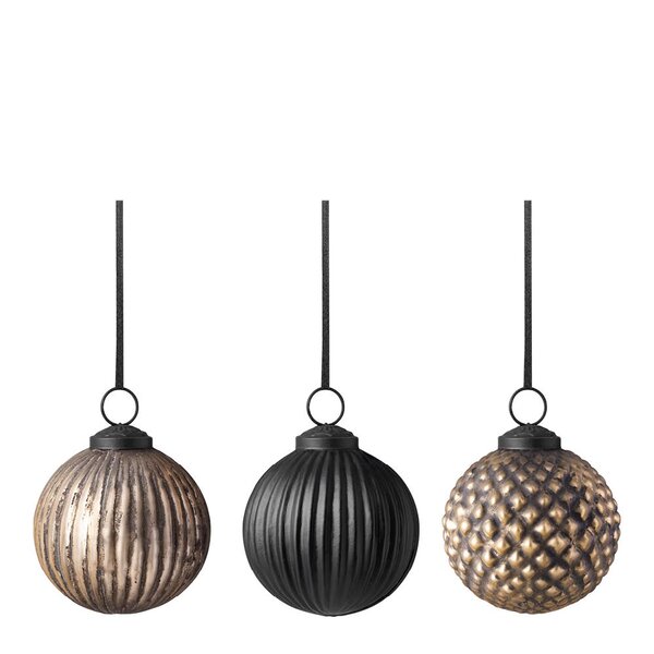 Christmas Chic julekuler i glass 3 stk