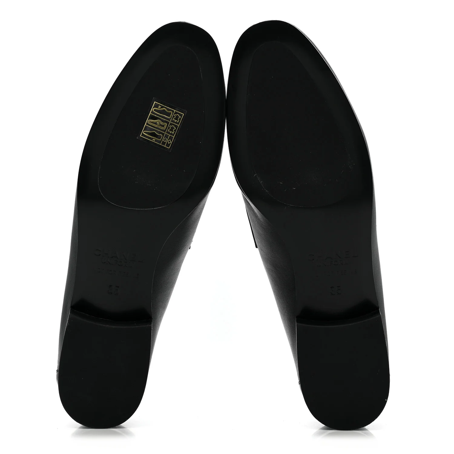 Lambskin Womens Stitched CC Loafers 35 Black