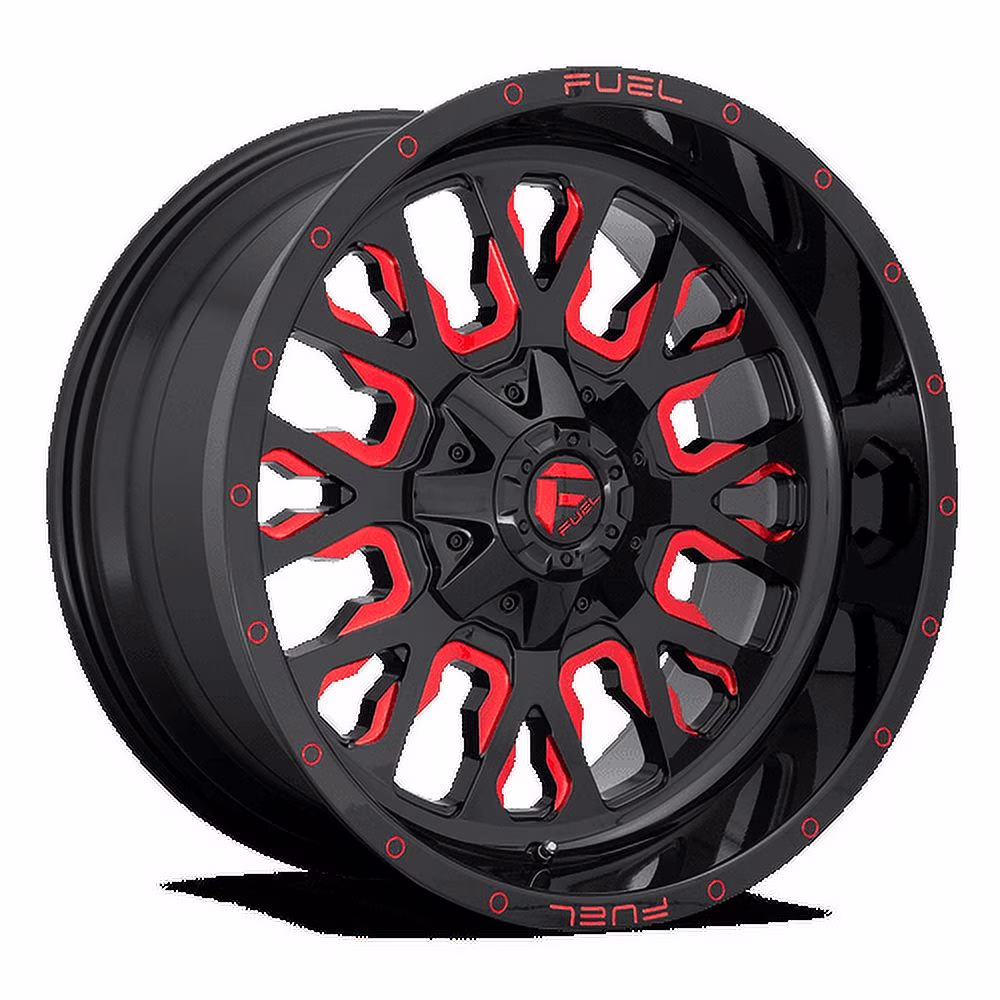 1PC Aluminum Rim D612 STROKE 17X9in Gloss Black Red Tinted Clear Finish, D61217909845