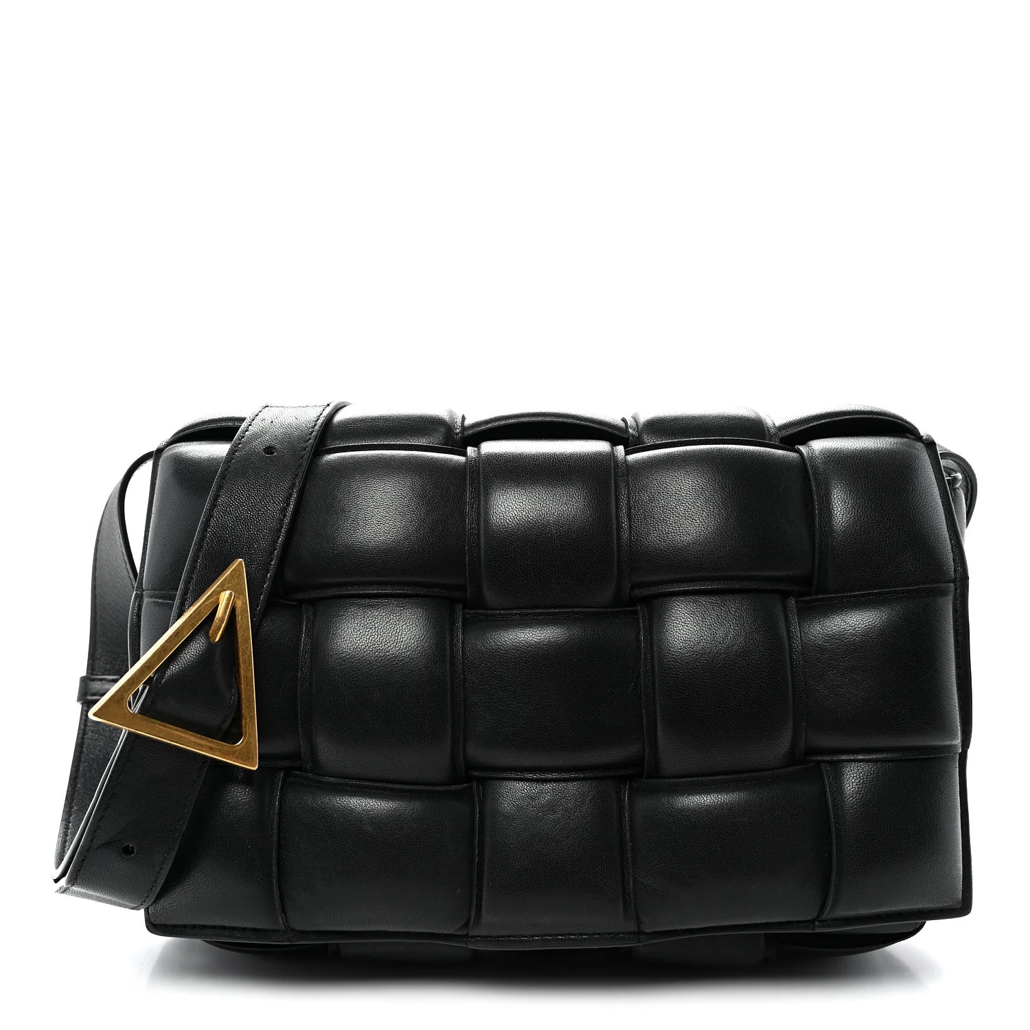 Nappa Maxi Intreccio Padded Cassette Crossbody Bag Black