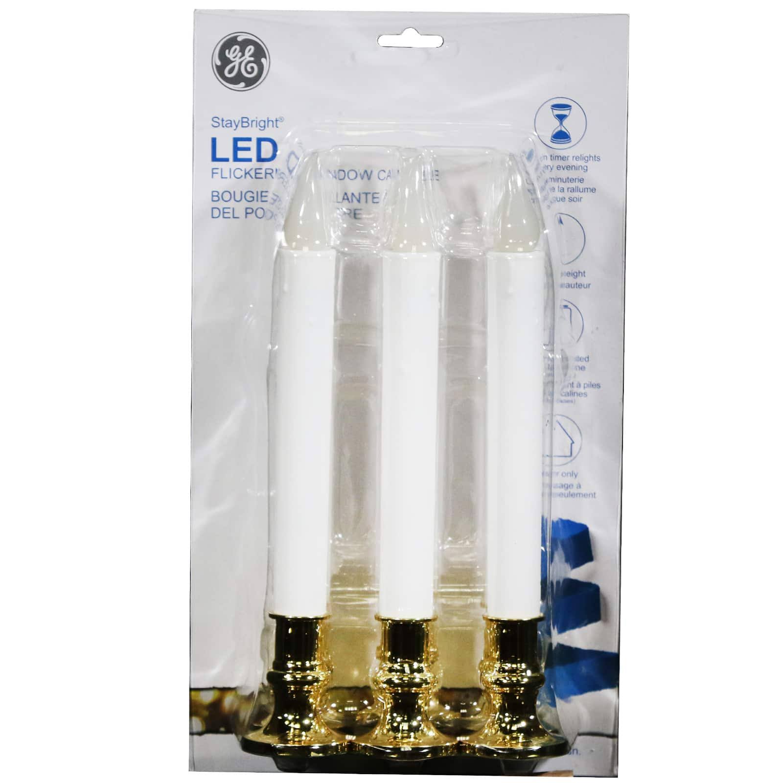 GE - Staybright LED Flickering Window Candles, 6-Pack