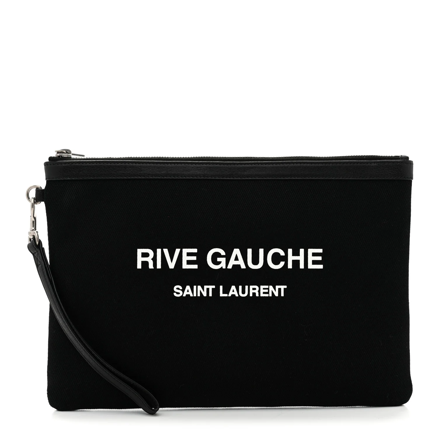 Linen Canvas Rive Gouche Zipped Pouch Black