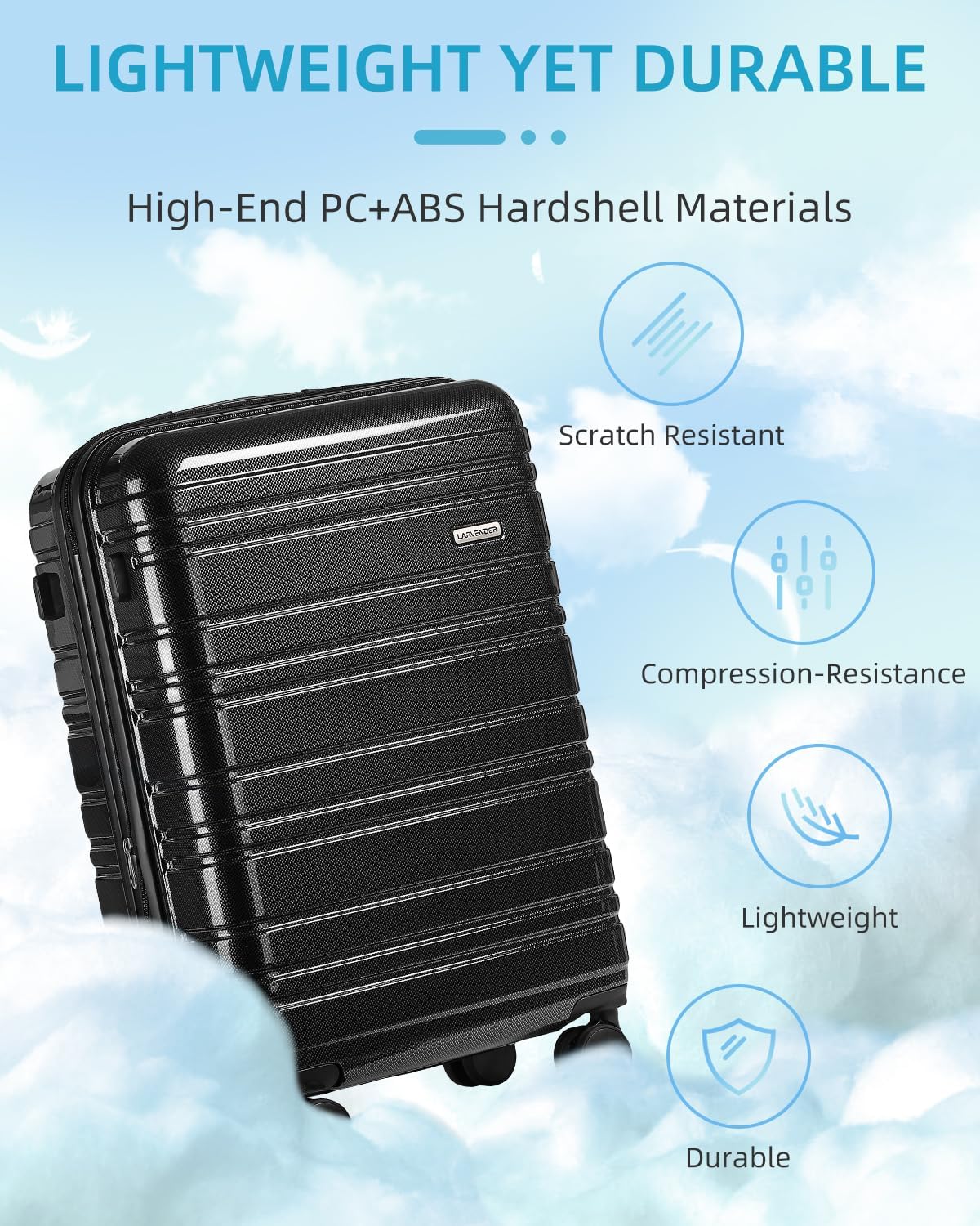 Ensemble de 6 valises, ensemble de valises rigides extensibles avec roulettes multidirectionnelles, ensemble de bagages à roulettes légers