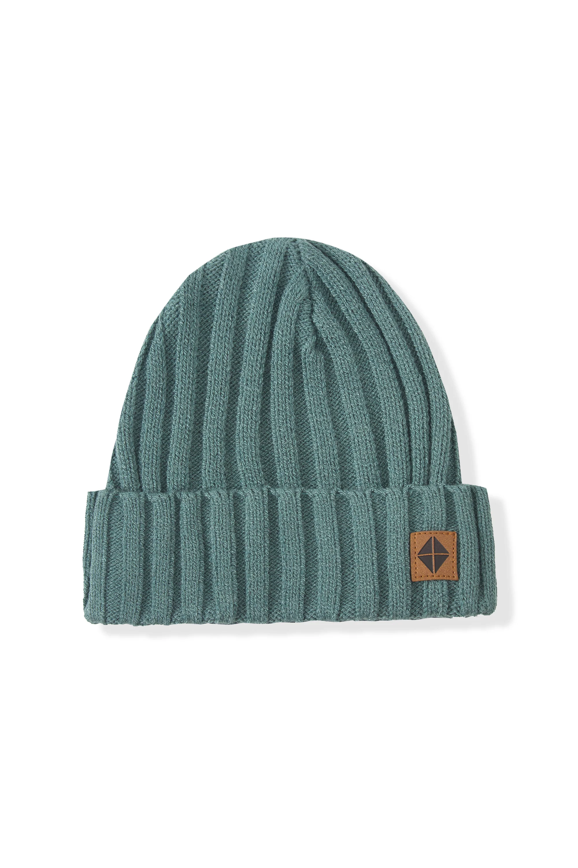 Chunky Knit Ribbed Beanie in Pine