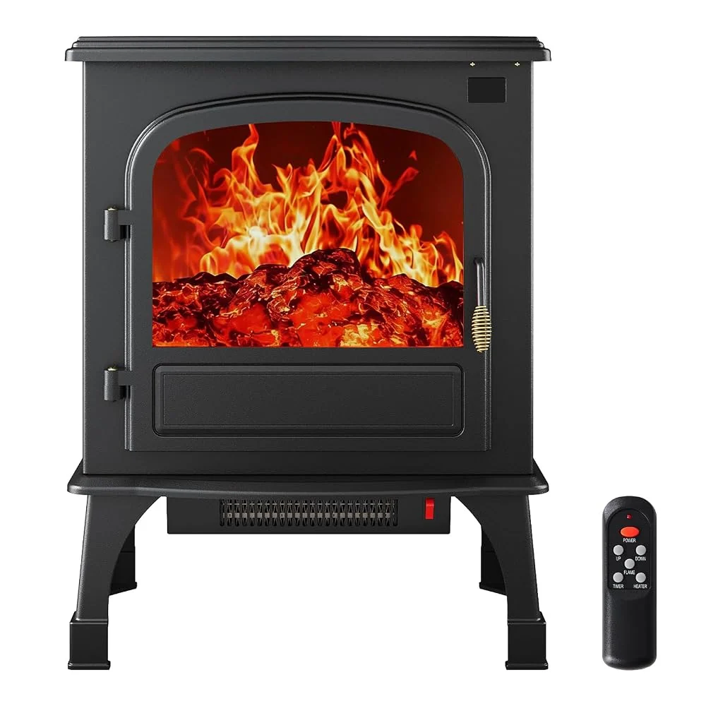 Sweetcrispy 26" Electric Fireplace Heater, Freestanding Indoor Fireplace