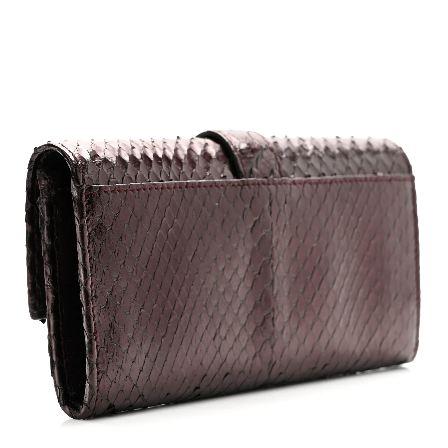 Metallic Snakeskin Soft Stirrup Wallet Brown
