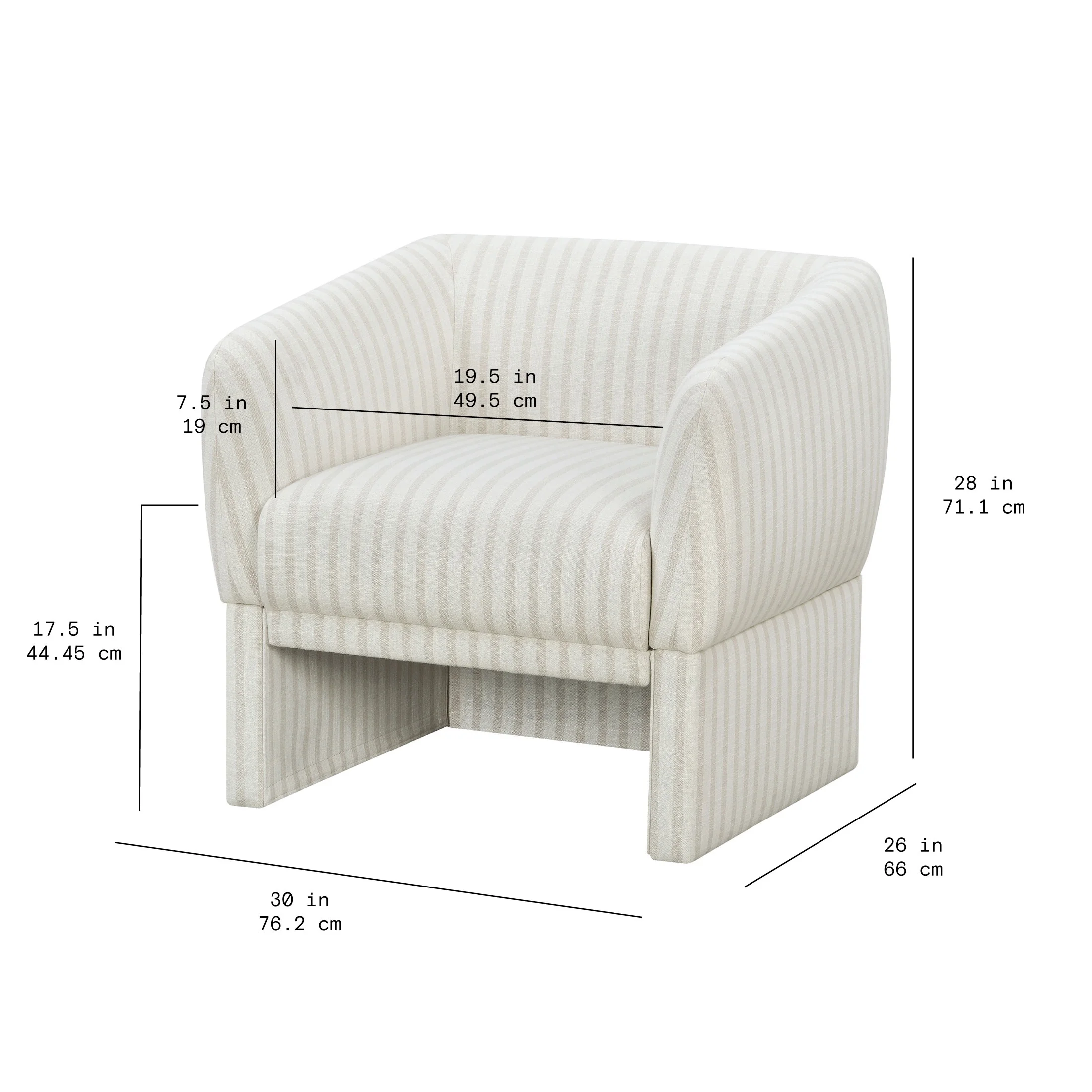 Beautiful Small Space Accent Chair, Beige and White Linen - Image 3