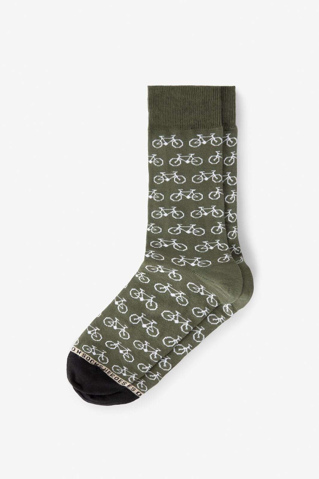 Heroes on Socks donkergroene sokken met print