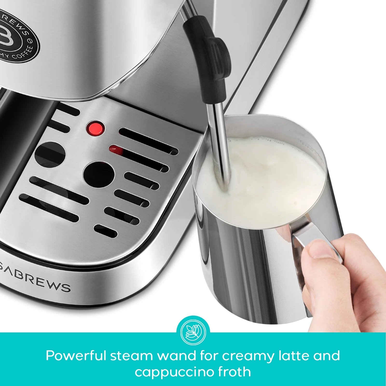 CASABREWS CM5418 Plus 20 - Bar Semi - Automatic Espresso Machine & Coffee Maker with Steam Wand, Cold Brew Function, Stainless Steel, Silver