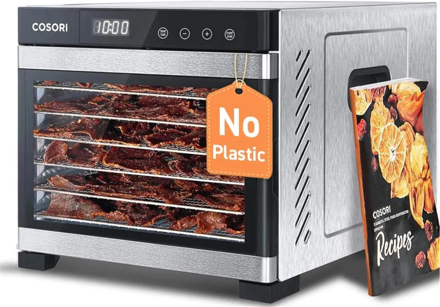 Déshydrateur alimentaire COSORI, plus grand que 7 plateaux, avec un large espace de séchage de 16,5 cm (6,5 pouces) et une puissance de 600 W.