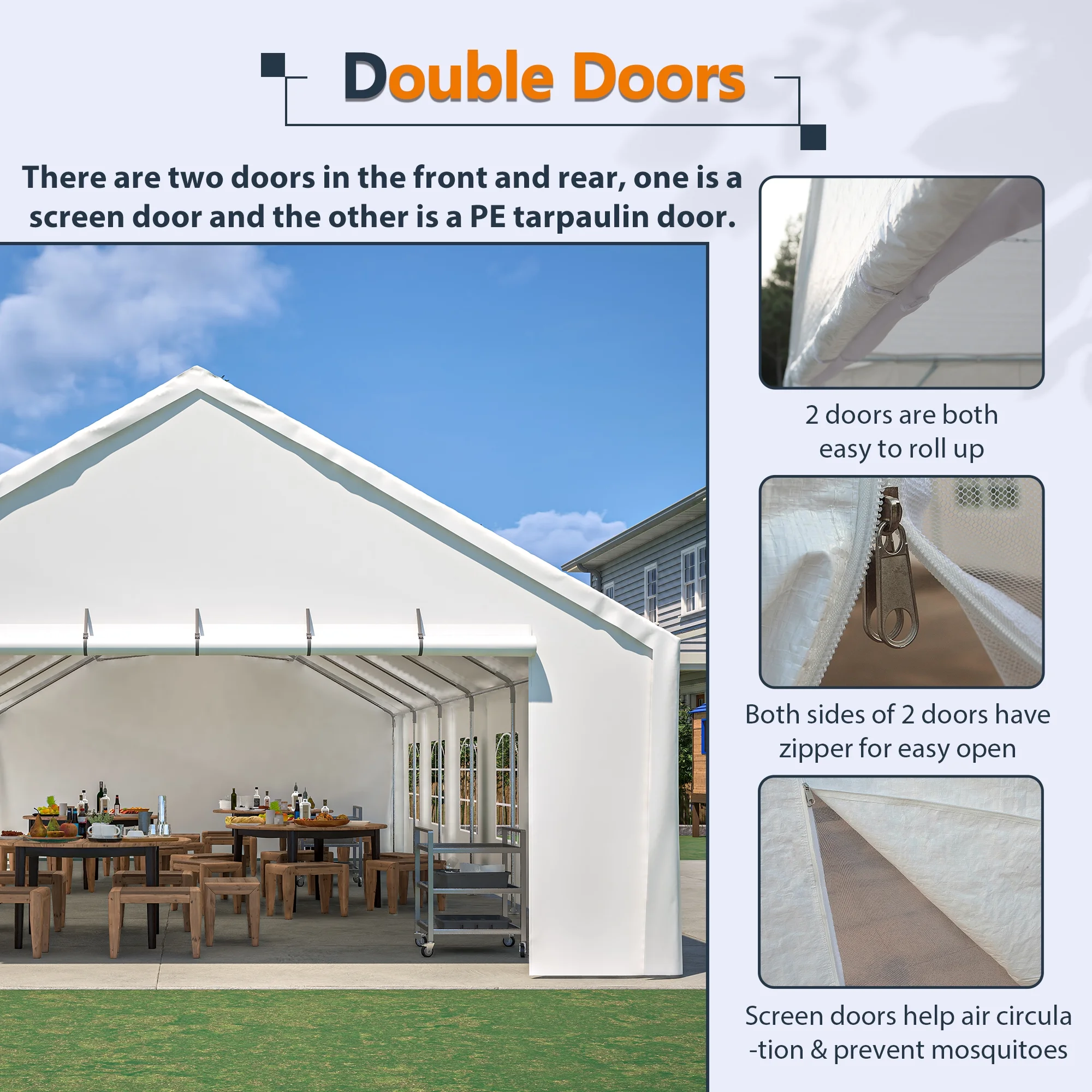 20x40 FT Heavy-Duty Party Tent with 3 Storage Bags Large Waterproof Wedding Event Shelter for Removable Sidewalls Zipper Door Outdoor Commercial Tent for Parties Carport Camping BBQ Garden - Image 3