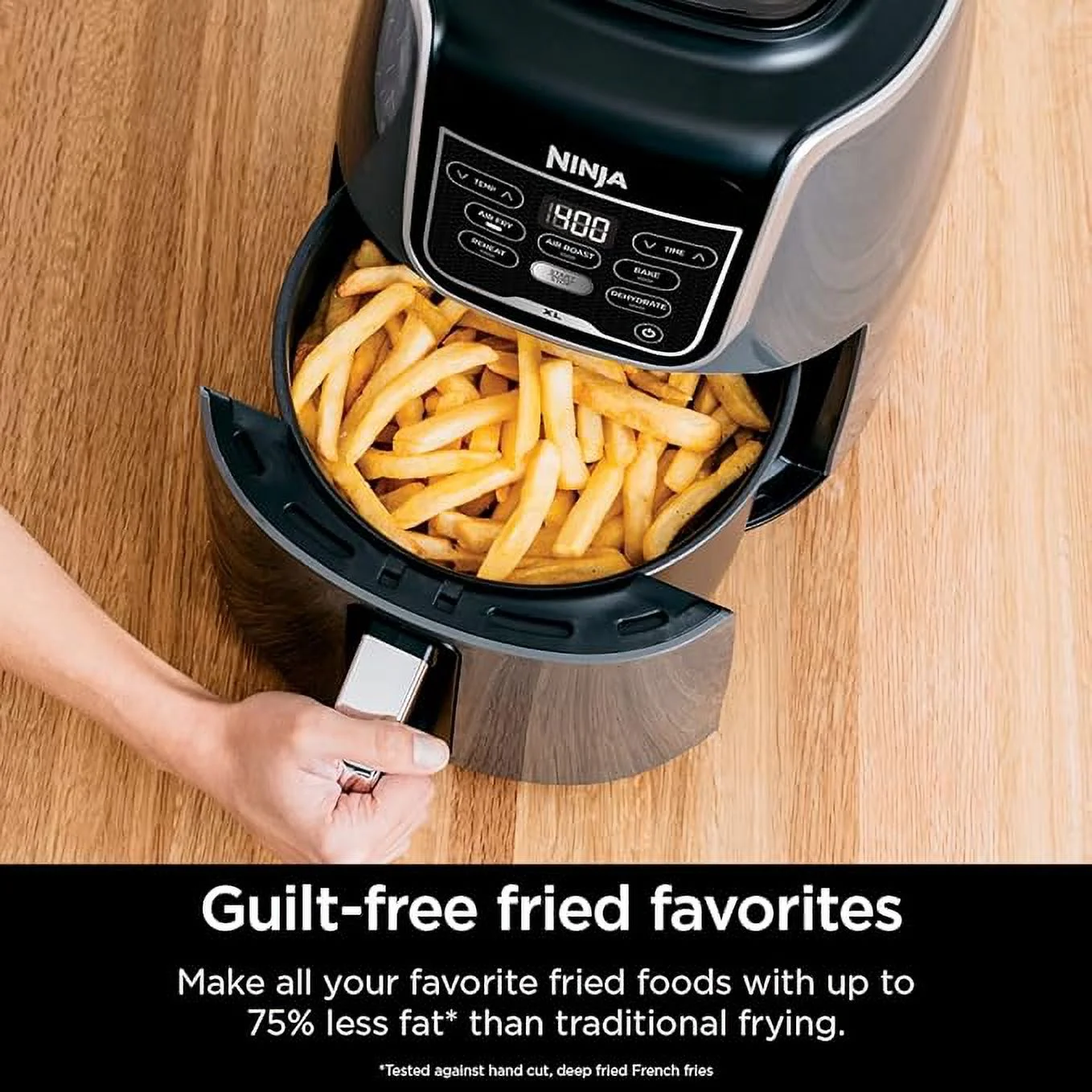 Ninja AF150AMZ Air Fryer XL, 5.5 Qt. Capacity That Can Air Fry, Air Roast, Bake, Reheat & Dehydrate, with Dishwasher Safe, Nonstick Basket & Crisper Plate and a Chef - Inspired Recipe Guide, Grey