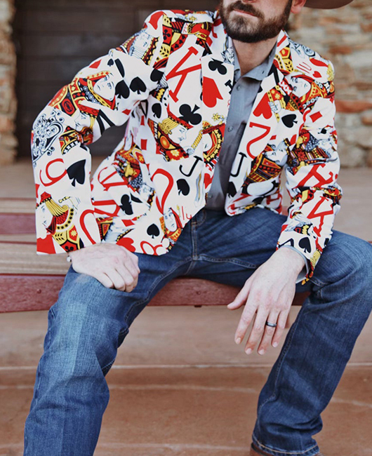 Blazer à col à revers et motif poker tendance