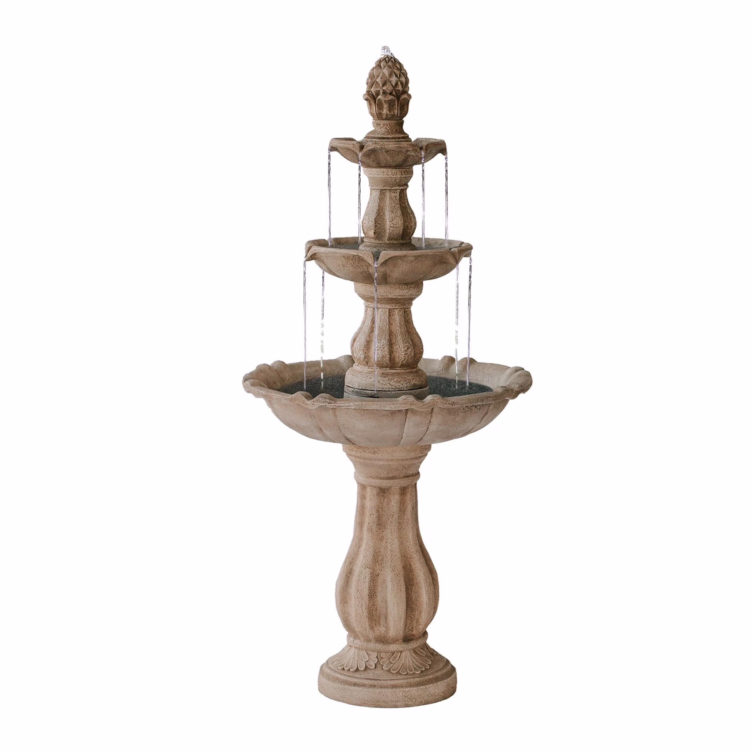 XBrand 51H Fiber Resin Beige 3-Tier Freestanding Waterfall Fountain, Outdoor Garden, Yard, Lawn, Porch Décor