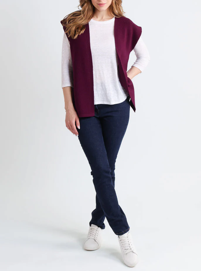 Gilet sans manches femme en laine violet