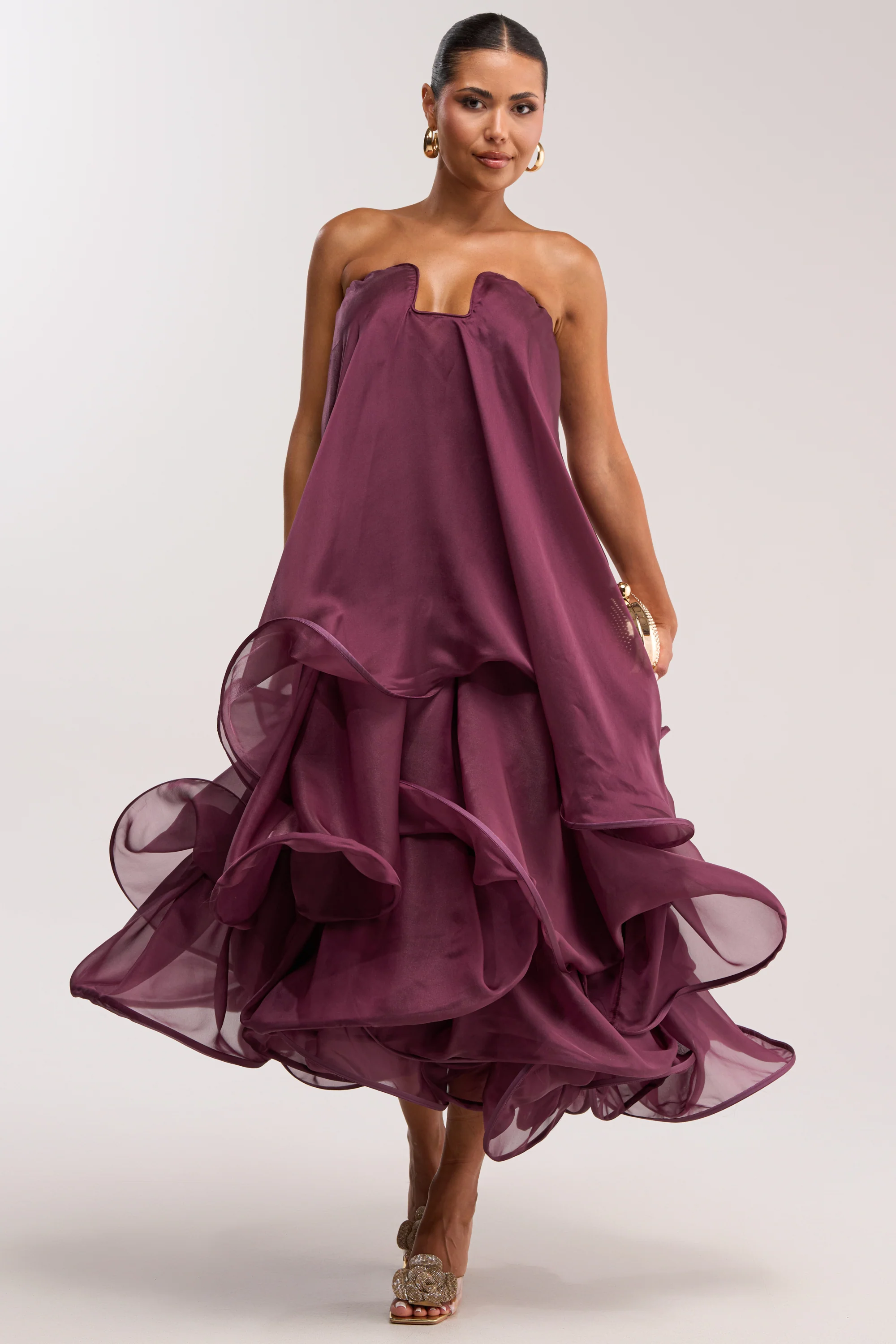 BUDDING ROMANCE ABSTRACT MAXI DRESS IN PURPLE - Akira Store