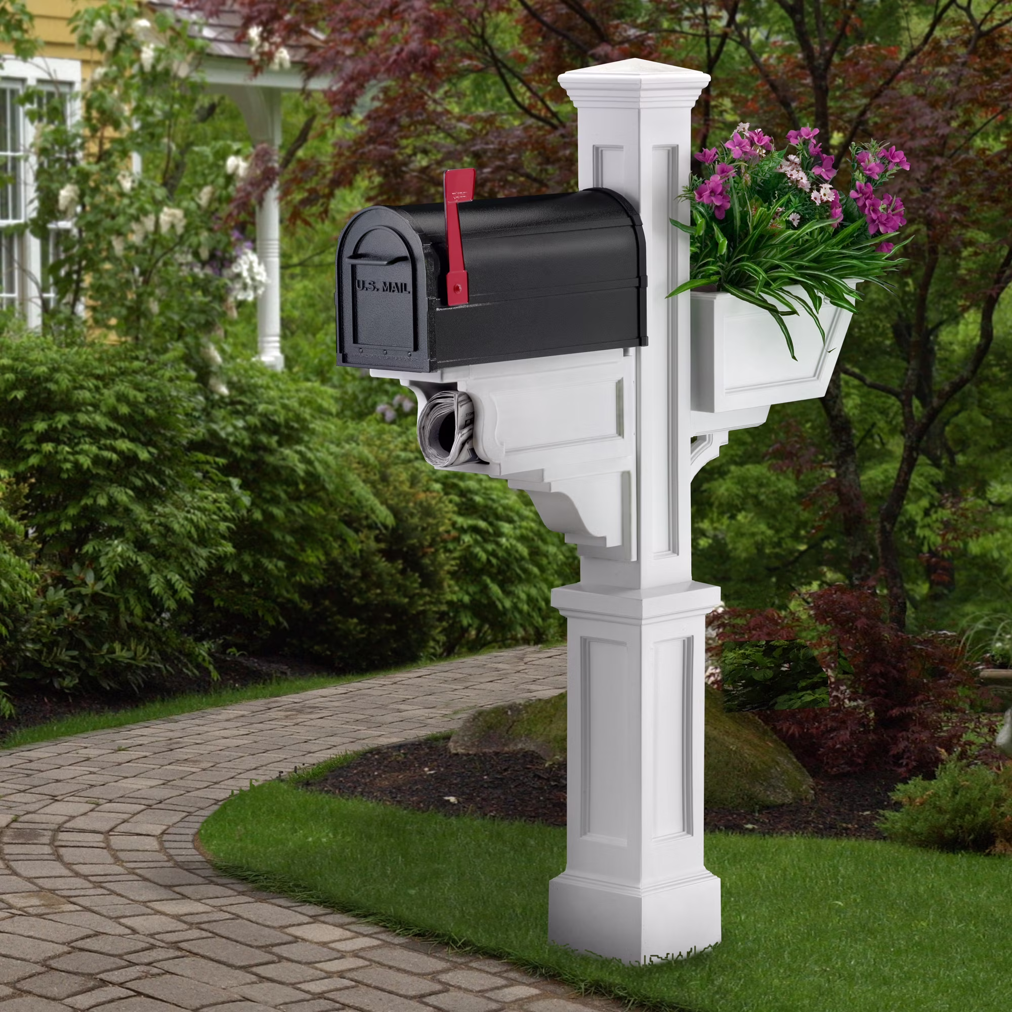 Signature Plus Weatherproof Traditional Plastic Mail Post in White(White)