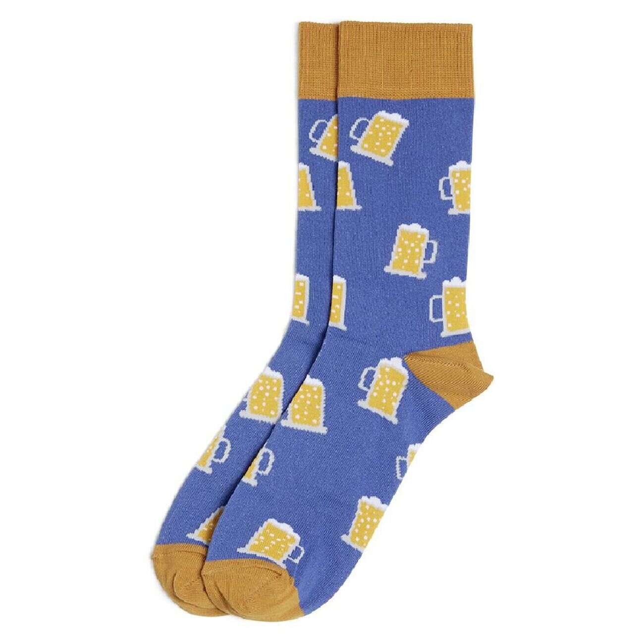 Chaussettes originales motif bière bleu/jaune - T41/45