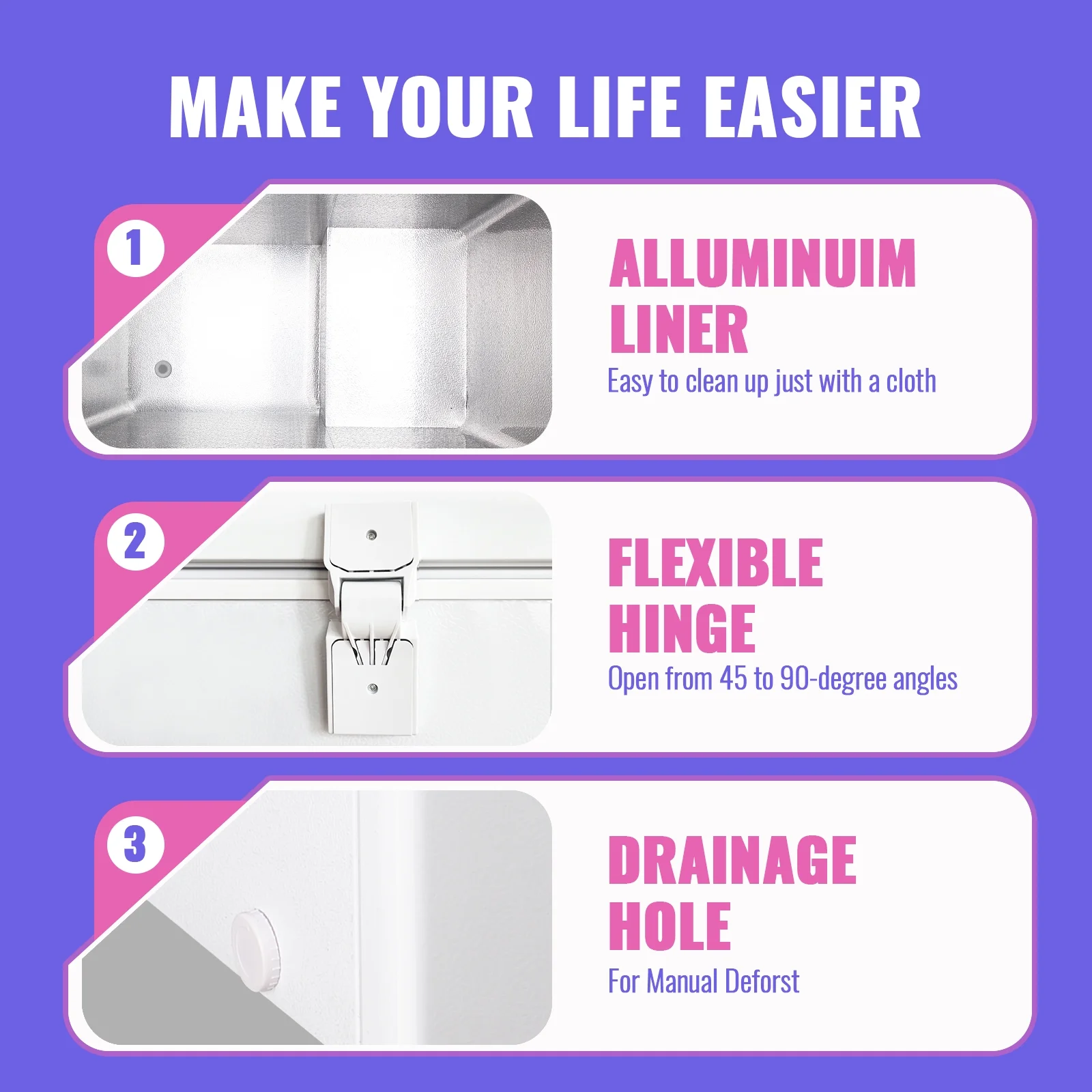 Chest Freezer 5.0 Cu. ft Deep Freezer with Two Hanging Baskets Top Open Door Freezer White(White) - Image 7