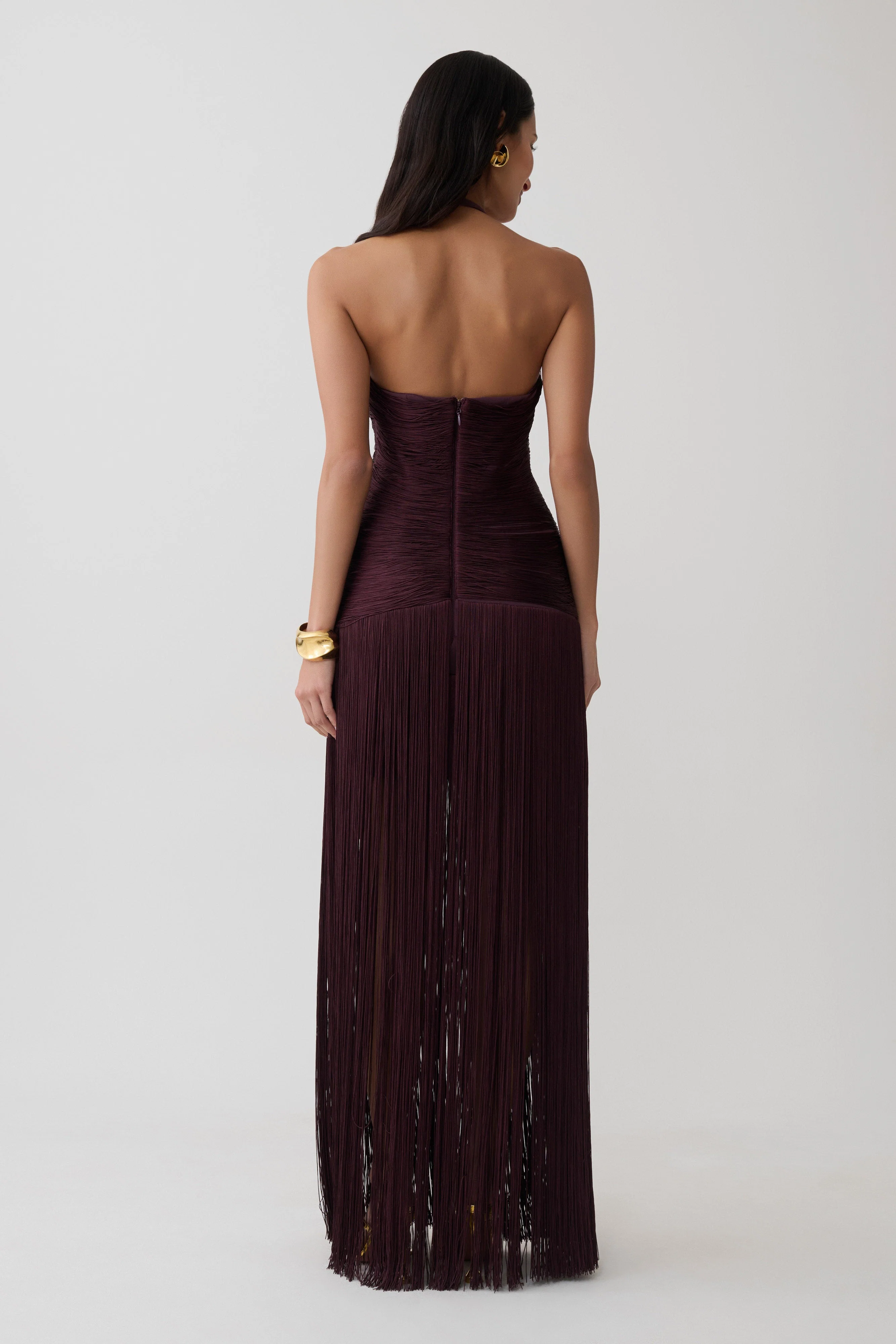 Tiffany Fringe Maxi Dress - Plum