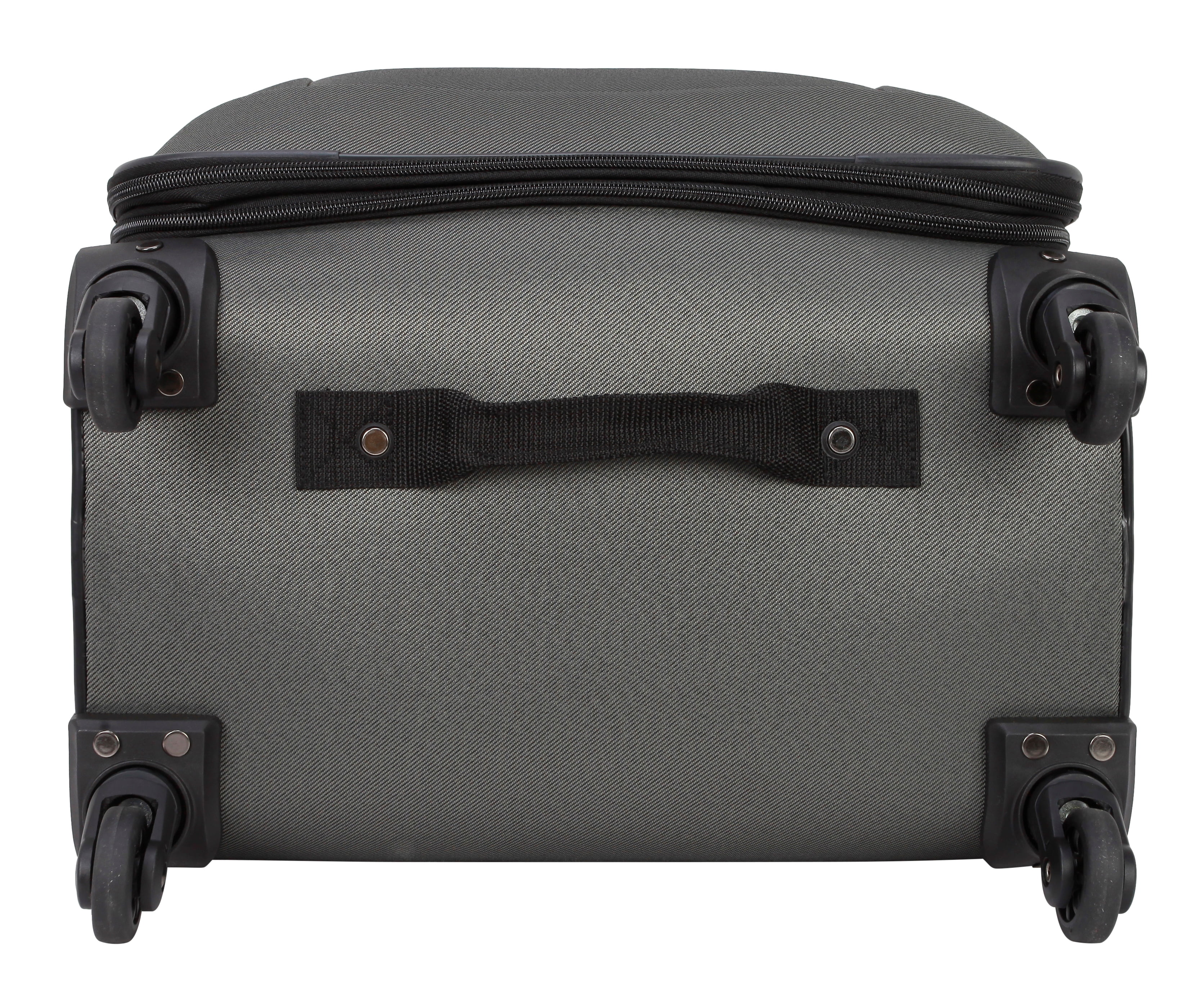 Protege 5 Piece Spinner Luggage Set, Includes 28 in Checked, 24 in Checked Bags, 20 in Carry - on, 15 in Boarding Tote and Matching Utility Bag, All Ages, Grey